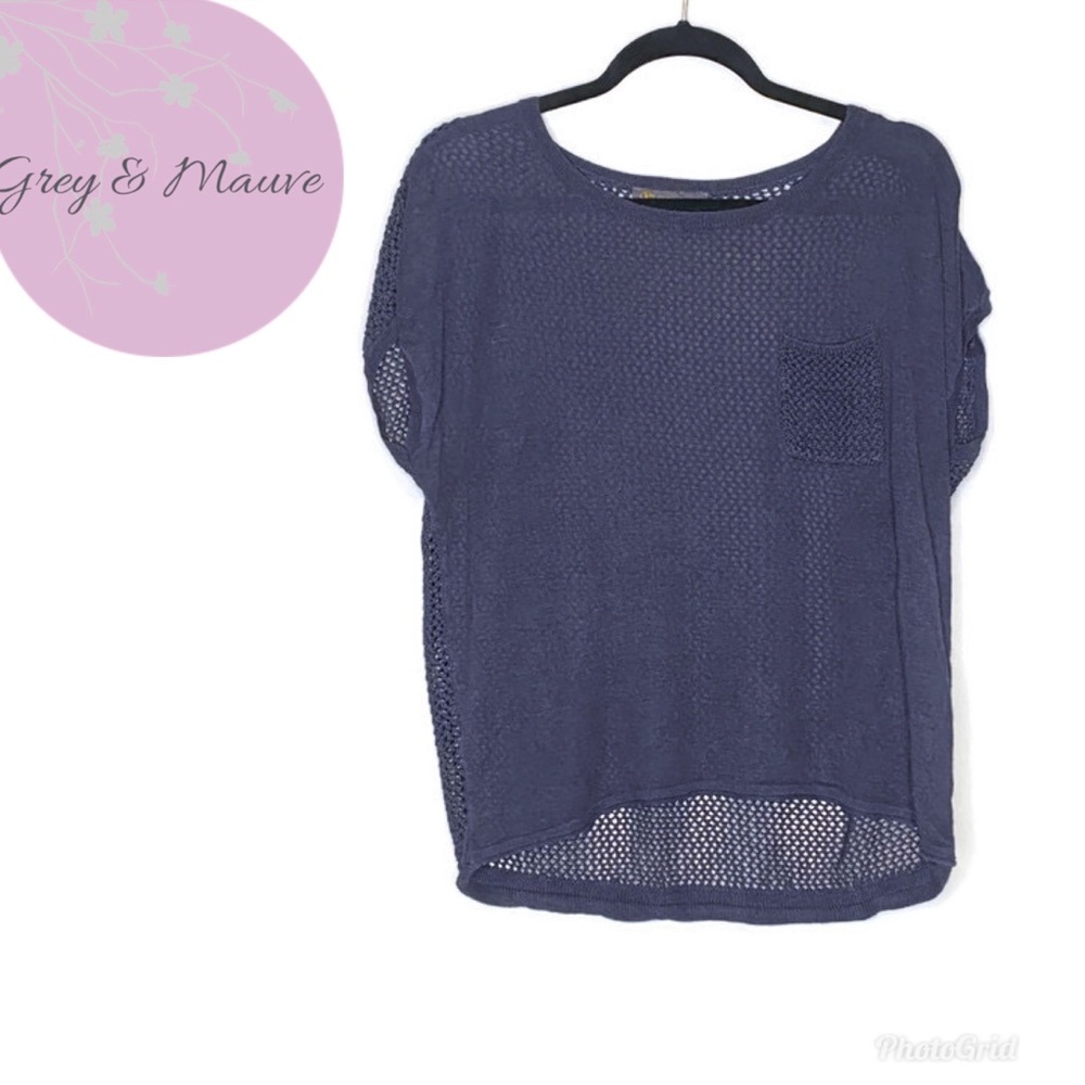 Outback Red Navy Blue Open Knit Back Light Sweater - Picture 1 of 7